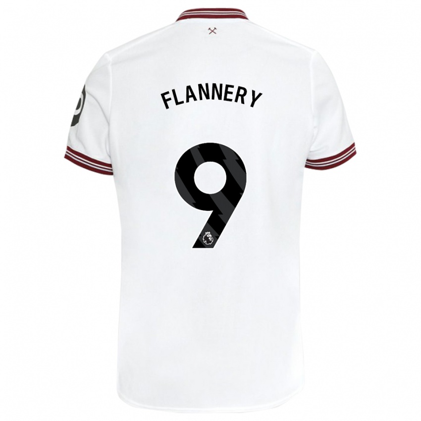 Barn Keira Flannery #9 Hvit Bortetrøye Drakt Trøye 2023/24 Skjorter T-Skjorte