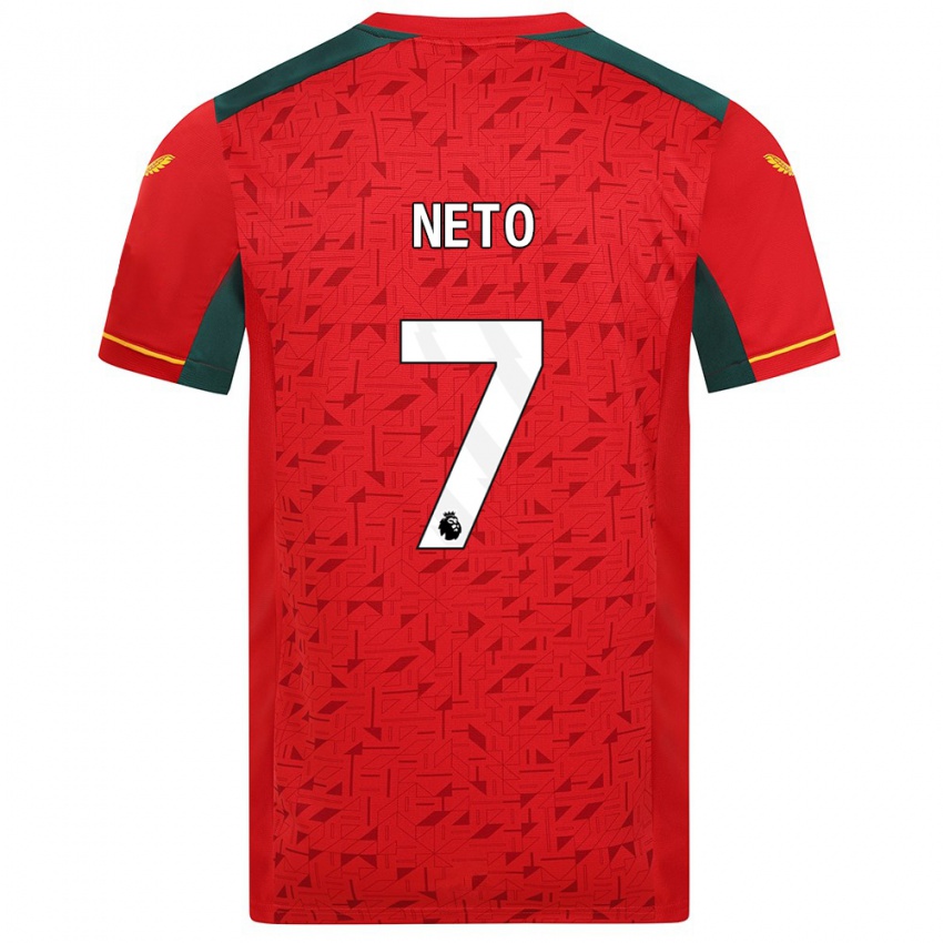 Barn Pedro Neto #7 Rød Bortetrøye Drakt Trøye 2023/24 Skjorter T-Skjorte