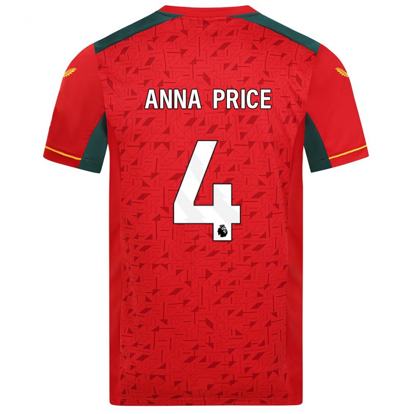 Barn Anna Price #4 Rød Bortetrøye Drakt Trøye 2023/24 Skjorter T-Skjorte
