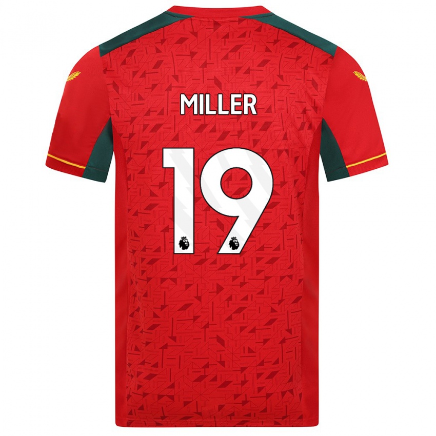 Barn Ali Miller #19 Rød Bortetrøye Drakt Trøye 2023/24 Skjorter T-Skjorte