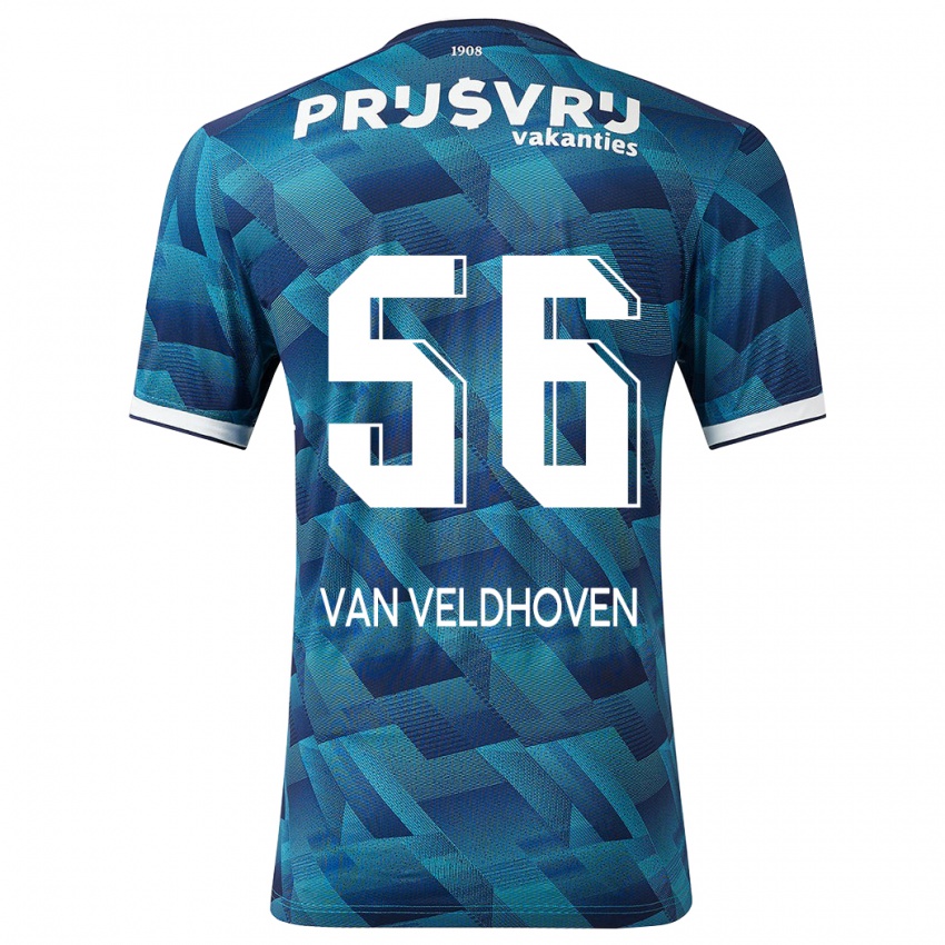 Barn Kars Van Veldhoven #56 Blå Bortetrøye Drakt Trøye 2023/24 Skjorter T-Skjorte