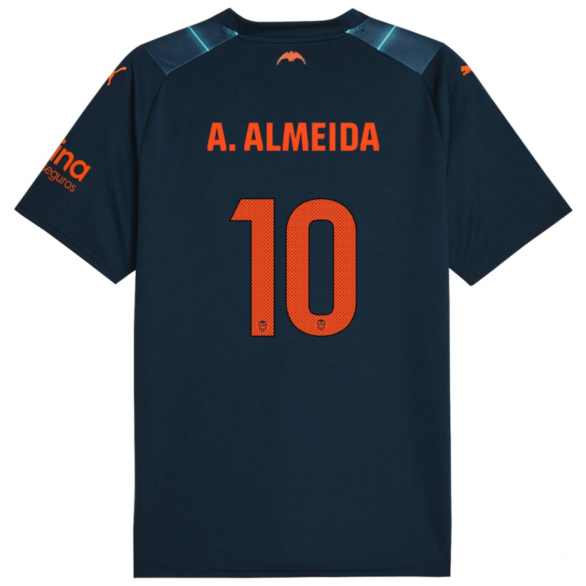 Barn André Almeida #10 Marineblå Bortetrøye Drakt Trøye 2023/24 Skjorter T-Skjorte