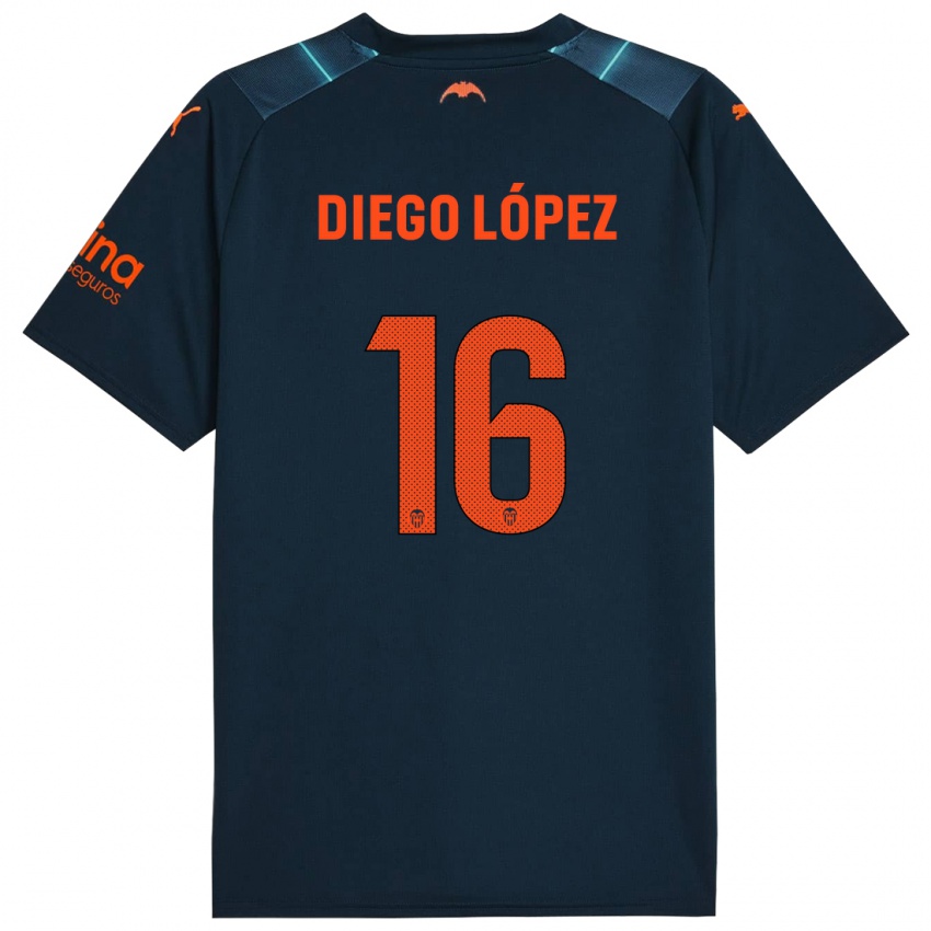 Barn Diego Lopez #16 Marineblå Bortetrøye Drakt Trøye 2023/24 Skjorter T-Skjorte