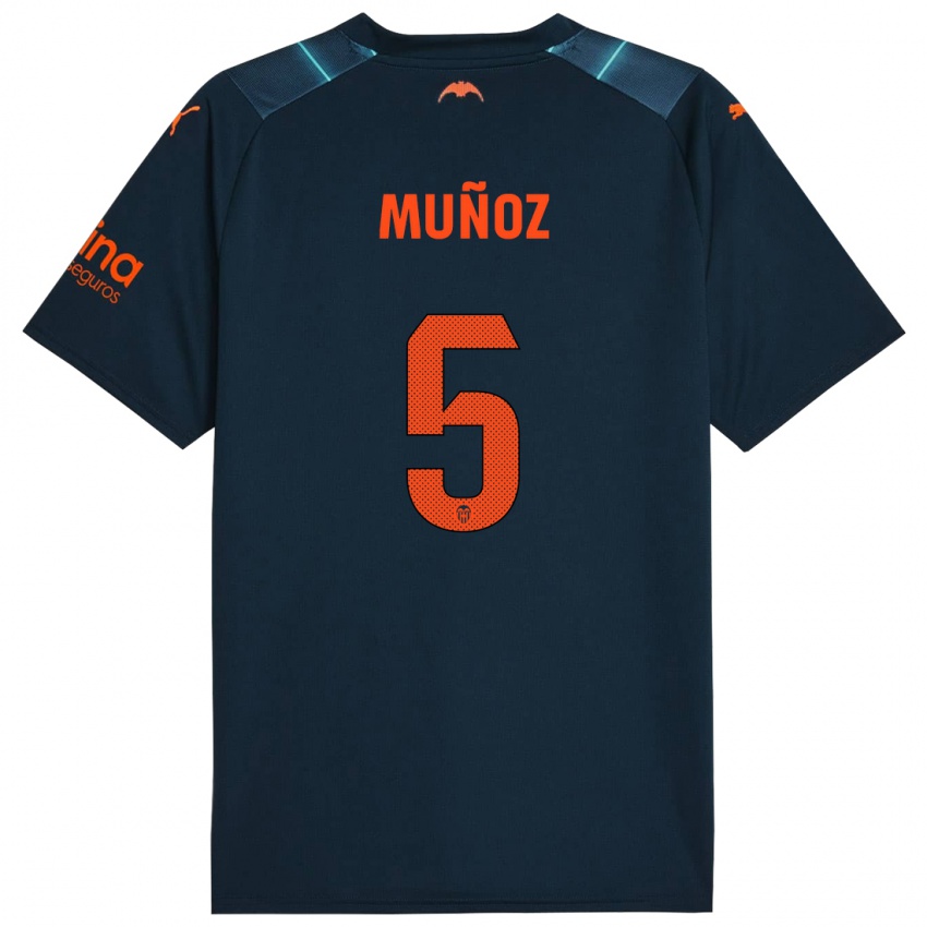 Barn Iván Muñoz #5 Marineblå Bortetrøye Drakt Trøye 2023/24 Skjorter T-Skjorte