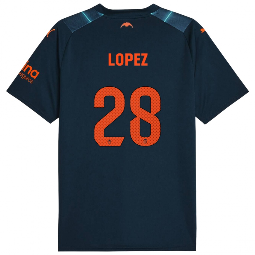 Barn Saray Lopez #28 Marineblå Bortetrøye Drakt Trøye 2023/24 Skjorter T-Skjorte