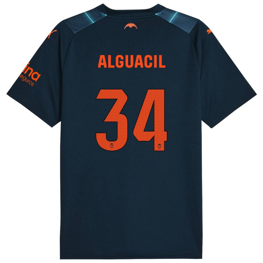 Barn Ainhoa Alguacil #34 Marineblå Bortetrøye Drakt Trøye 2023/24 Skjorter T-Skjorte