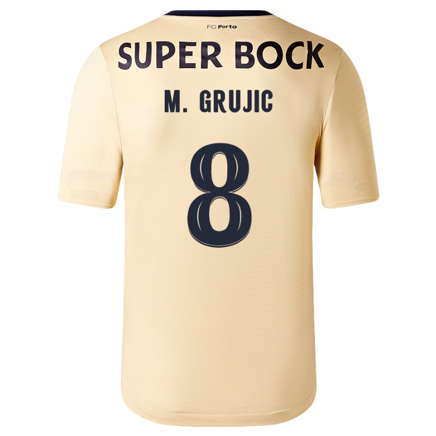 Barn Marko Grujic #8 Beige-Gylden Bortetrøye Drakt Trøye 2023/24 Skjorter T-Skjorte