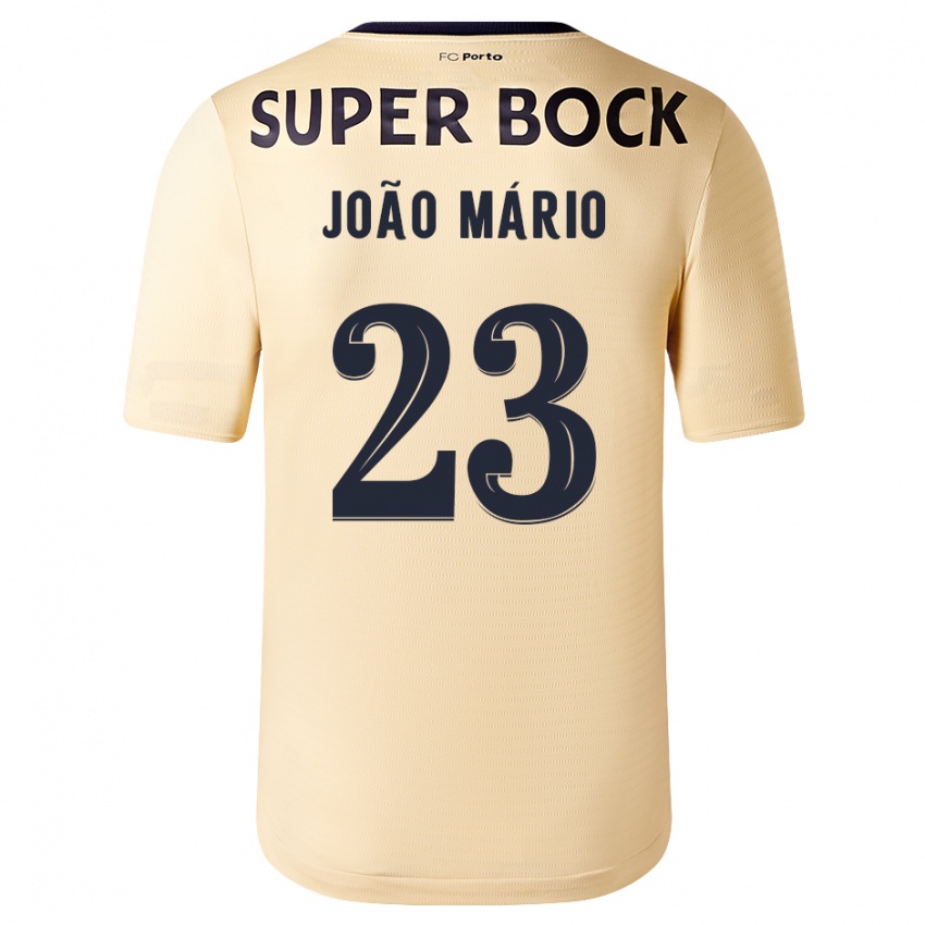 Barn Joao Mario #23 Beige-Gylden Bortetrøye Drakt Trøye 2023/24 Skjorter T-Skjorte