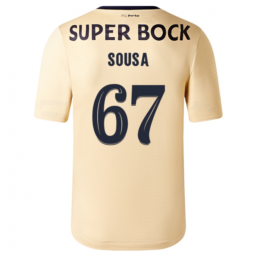 Barn Vasco Sousa #67 Beige-Gylden Bortetrøye Drakt Trøye 2023/24 Skjorter T-Skjorte