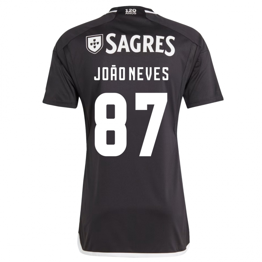 Barn João Neves #87 Svart Bortetrøye Drakt Trøye 2023/24 Skjorter T-Skjorte