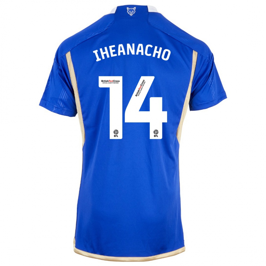 Mann Kelechi Iheanacho #14 Kongeblå Hjemmetrøye Drakt Trøye 2023/24 Skjorter T-Skjorte