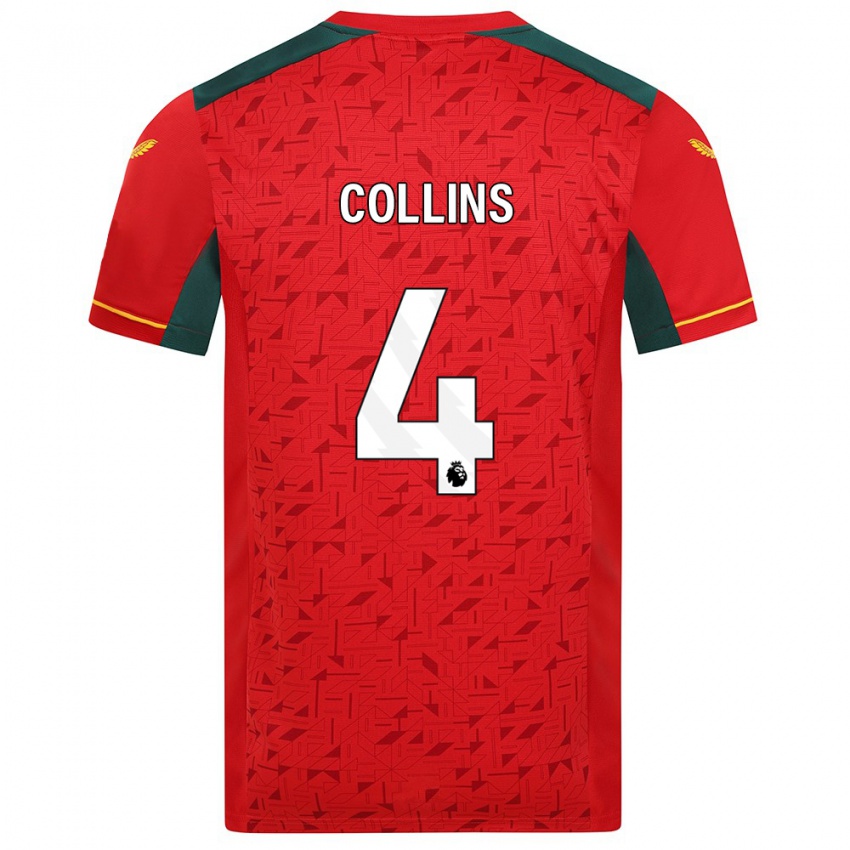 Mann Nathan Collins #4 Rød Bortetrøye Drakt Trøye 2023/24 Skjorter T-Skjorte