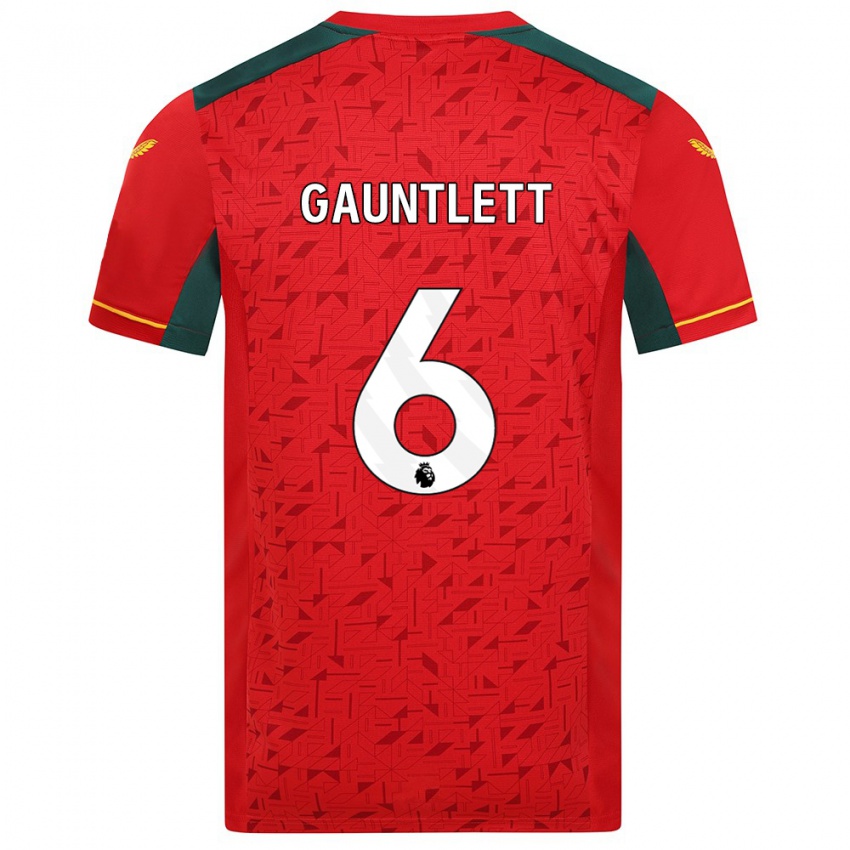 Mann Maz Gauntlett #6 Rød Bortetrøye Drakt Trøye 2023/24 Skjorter T-Skjorte