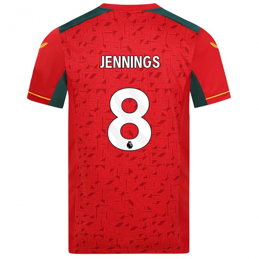 Mann Shannie Jennings #8 Rød Bortetrøye Drakt Trøye 2023/24 Skjorter T-Skjorte