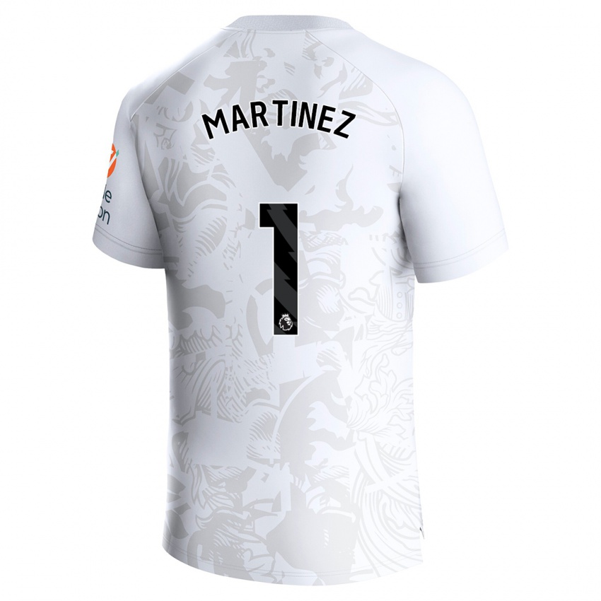Mann Emiliano Martinez #1 Hvit Bortetrøye Drakt Trøye 2023/24 Skjorter T-Skjorte