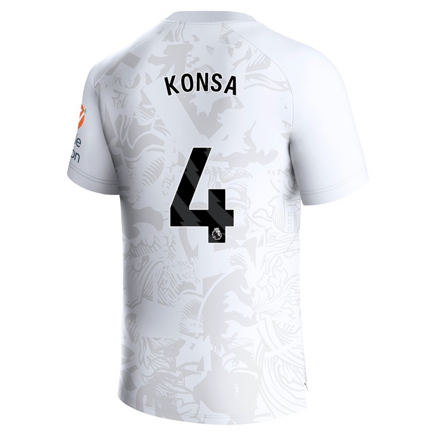 Mann Ezri Konsa #4 Hvit Bortetrøye Drakt Trøye 2023/24 Skjorter T-Skjorte