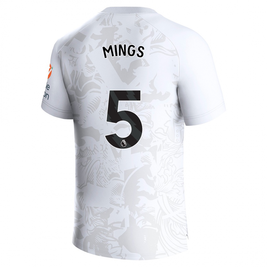 Mann Tyrone Mings #5 Hvit Bortetrøye Drakt Trøye 2023/24 Skjorter T-Skjorte