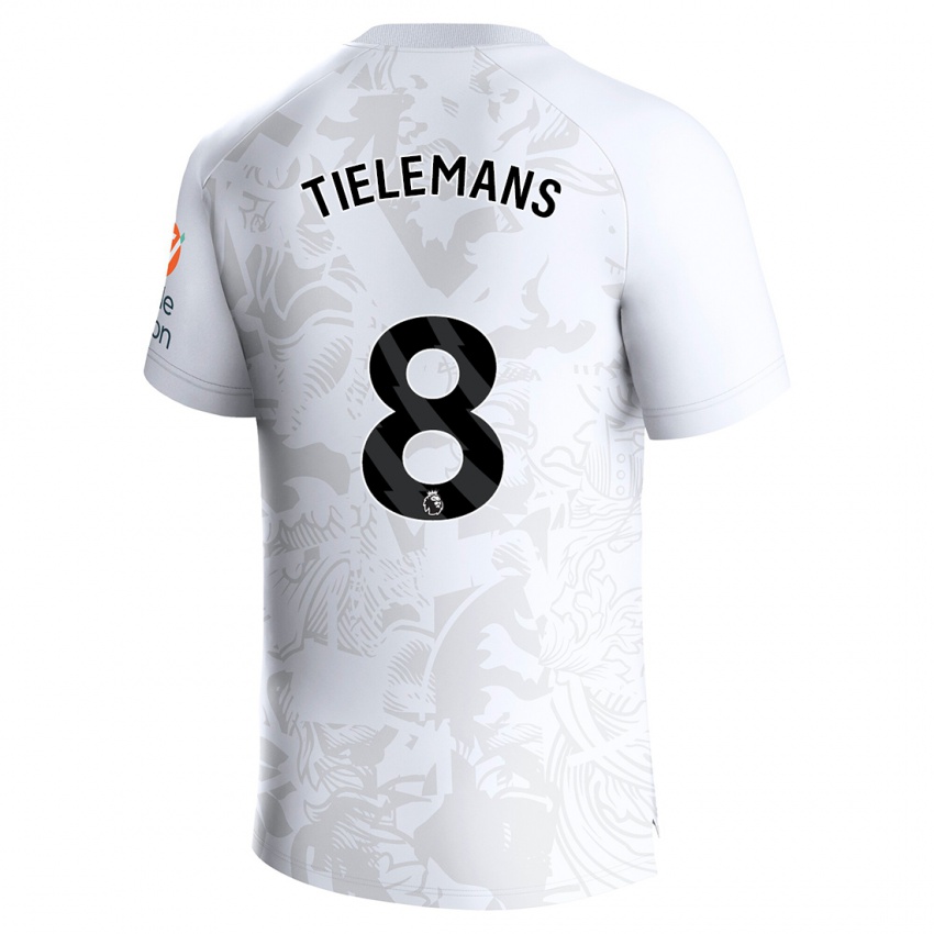 Mann Youri Tielemans #8 Hvit Bortetrøye Drakt Trøye 2023/24 Skjorter T-Skjorte