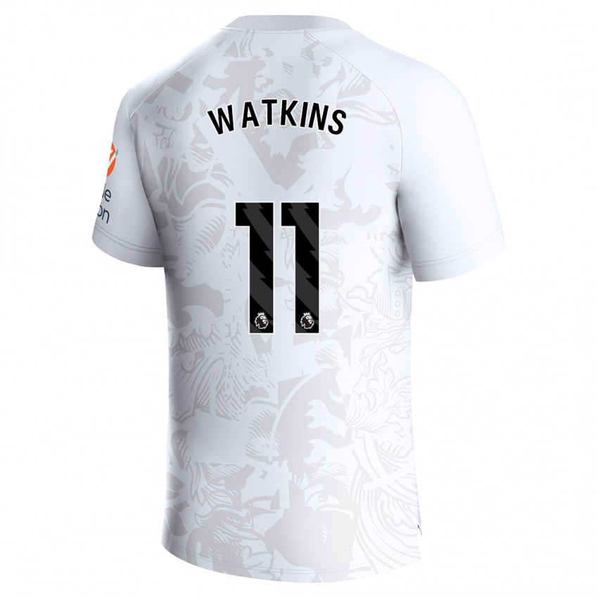 Mann Ollie Watkins #11 Hvit Bortetrøye Drakt Trøye 2023/24 Skjorter T-Skjorte