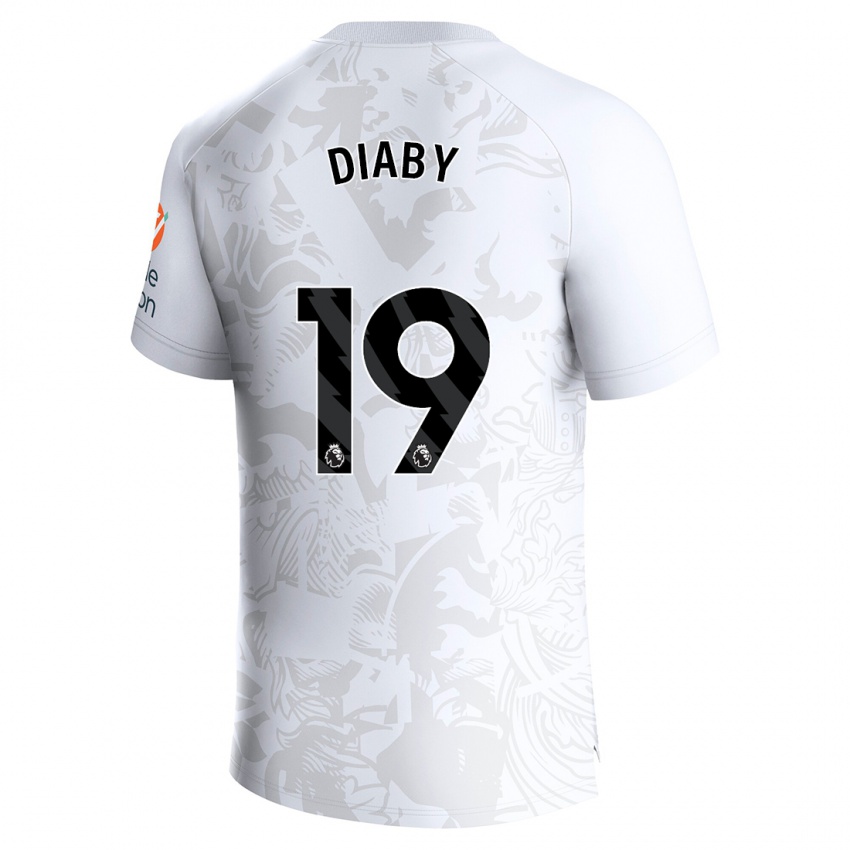 Mann Moussa Diaby #19 Hvit Bortetrøye Drakt Trøye 2023/24 Skjorter T-Skjorte
