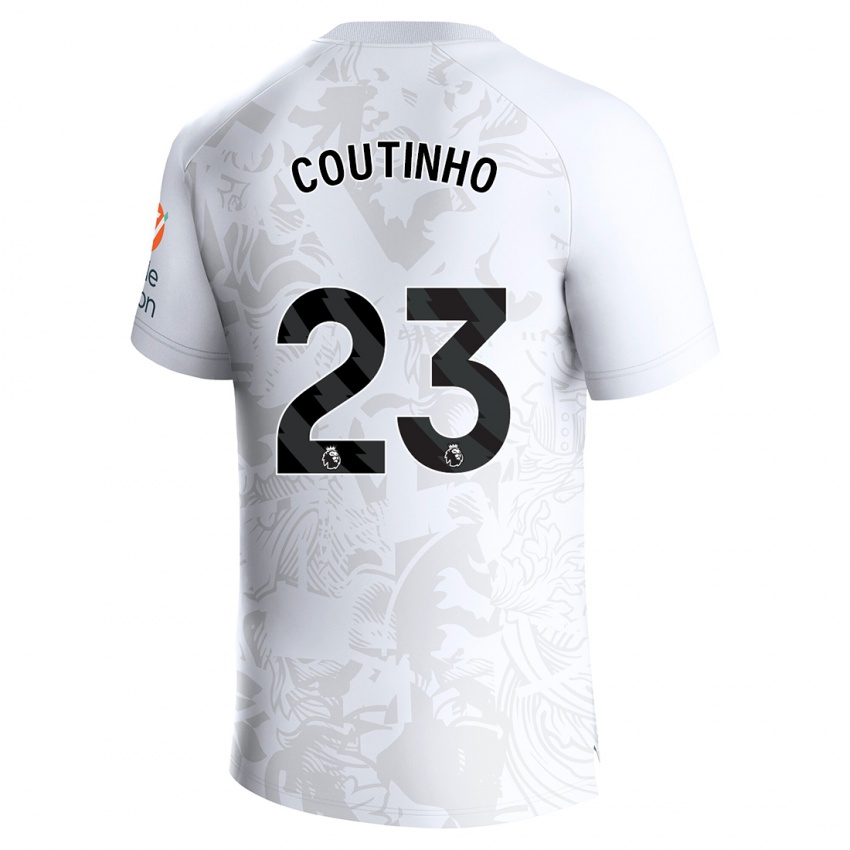 Mann Philippe Coutinho #23 Hvit Bortetrøye Drakt Trøye 2023/24 Skjorter T-Skjorte