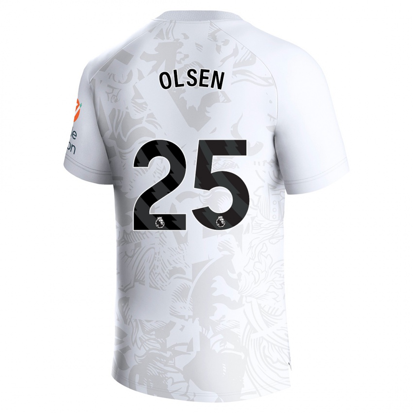 Mann Robin Olsen #25 Hvit Bortetrøye Drakt Trøye 2023/24 Skjorter T-Skjorte