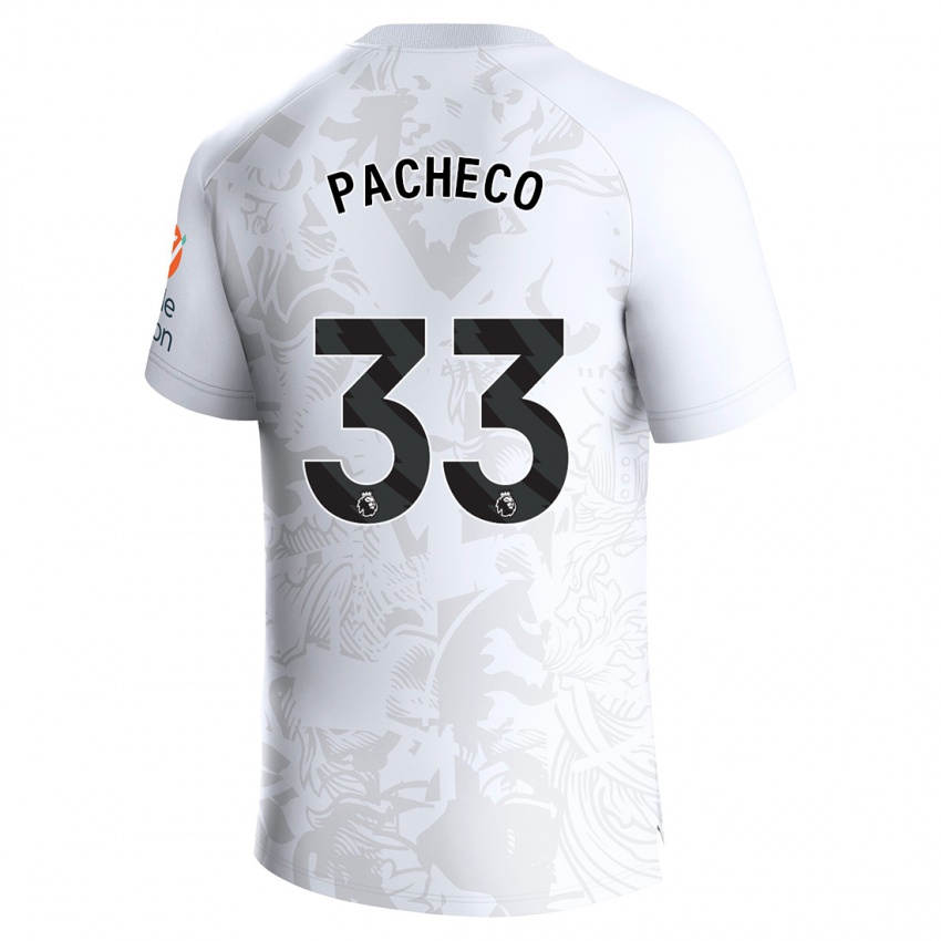 Mann Maz Pacheco #33 Hvit Bortetrøye Drakt Trøye 2023/24 Skjorter T-Skjorte