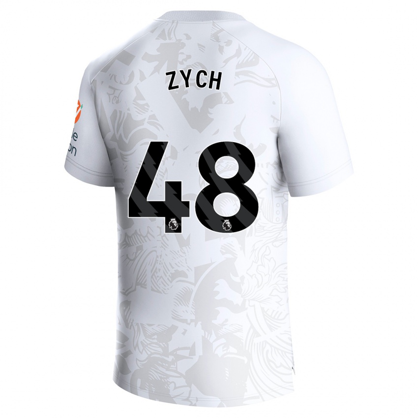 Mann Oliwier Zych #48 Hvit Bortetrøye Drakt Trøye 2023/24 Skjorter T-Skjorte