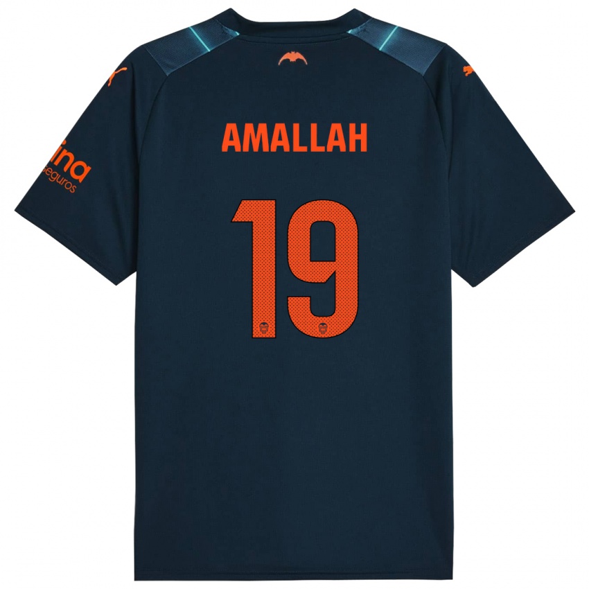 Mann Selim Amallah #19 Marineblå Bortetrøye Drakt Trøye 2023/24 Skjorter T-Skjorte