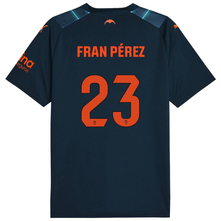 Mann Fran Pérez #23 Marineblå Bortetrøye Drakt Trøye 2023/24 Skjorter T-Skjorte