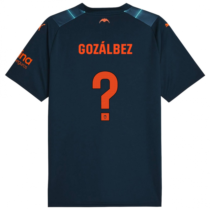Mann Pablo Gozálbez #0 Marineblå Bortetrøye Drakt Trøye 2023/24 Skjorter T-Skjorte