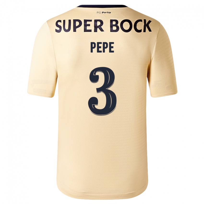 Mann Pepe #3 Beige-Gylden Bortetrøye Drakt Trøye 2023/24 Skjorter T-Skjorte