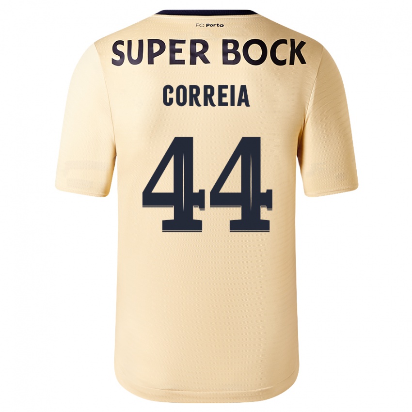 Mann Romain Correia #44 Beige-Gylden Bortetrøye Drakt Trøye 2023/24 Skjorter T-Skjorte