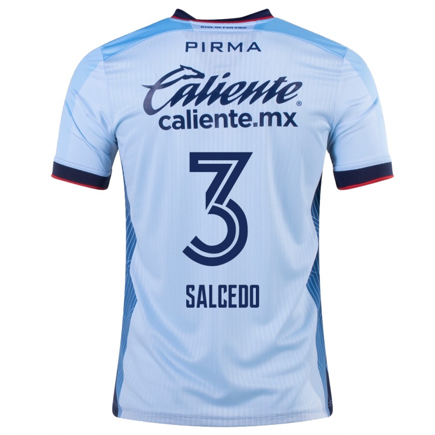 Mann Carlos Salcedo #3 Himmelblå Bortetrøye Drakt Trøye 2023/24 Skjorter T-Skjorte