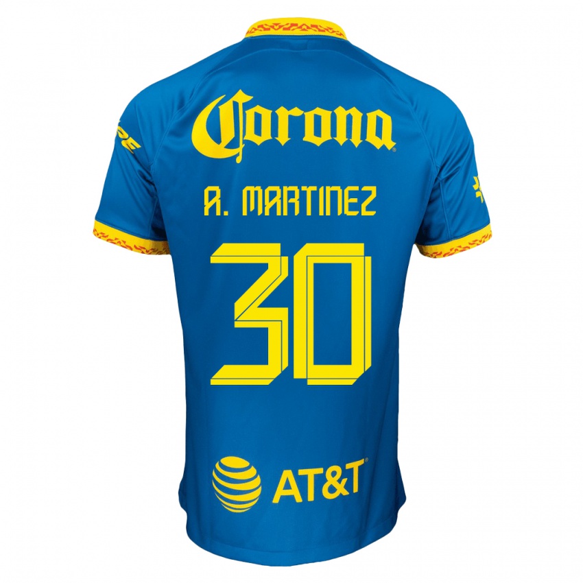 Mann Arturo Martínez #30 Blå Bortetrøye Drakt Trøye 2023/24 Skjorter T-Skjorte