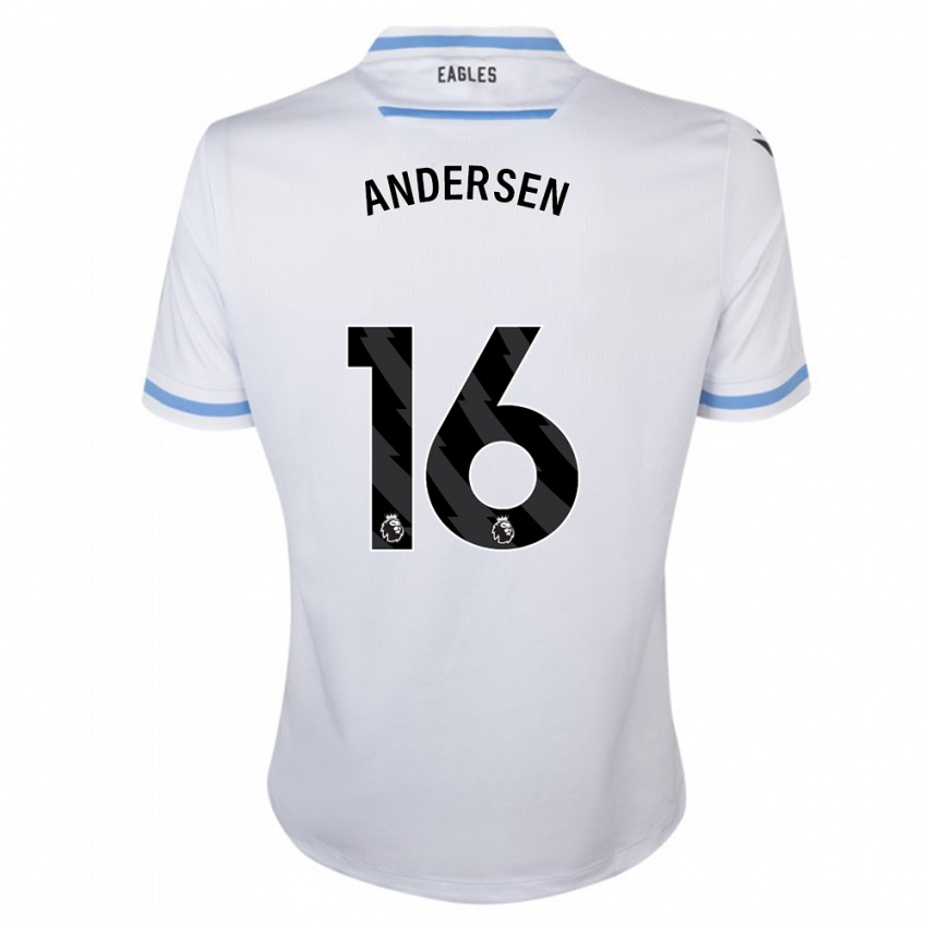 Dame Joachim Andersen #16 Hvit Bortetrøye Drakt Trøye 2023/24 Skjorter T-Skjorte