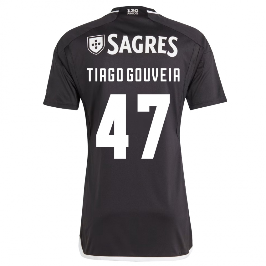 Dame Tiago Gouveia #47 Svart Bortetrøye Drakt Trøye 2023/24 Skjorter T-Skjorte