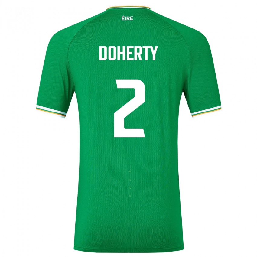 Barn Irland Matt Doherty #2 Grønn Hjemmetrøye Drakt Trøye 24-26 Skjorter T-Skjorte