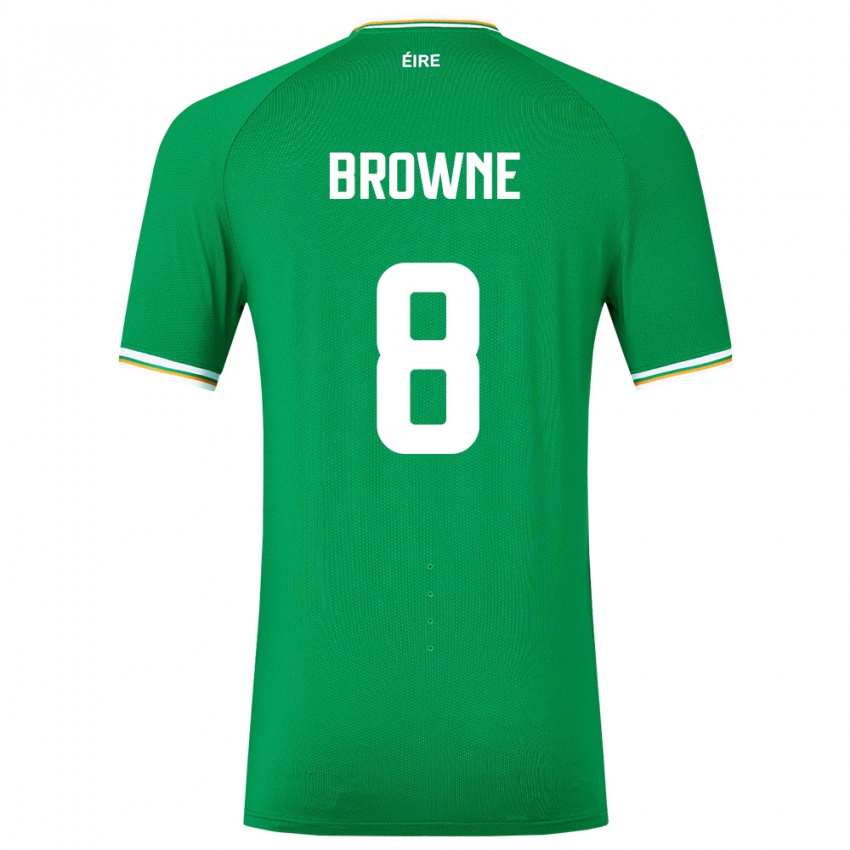 Barn Irland Alan Browne #8 Grønn Hjemmetrøye Drakt Trøye 24-26 Skjorter T-Skjorte