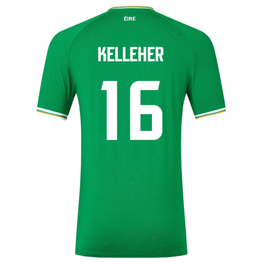 Barn Irland Caoimhín Kelleher #16 Grønn Hjemmetrøye Drakt Trøye 24-26 Skjorter T-Skjorte