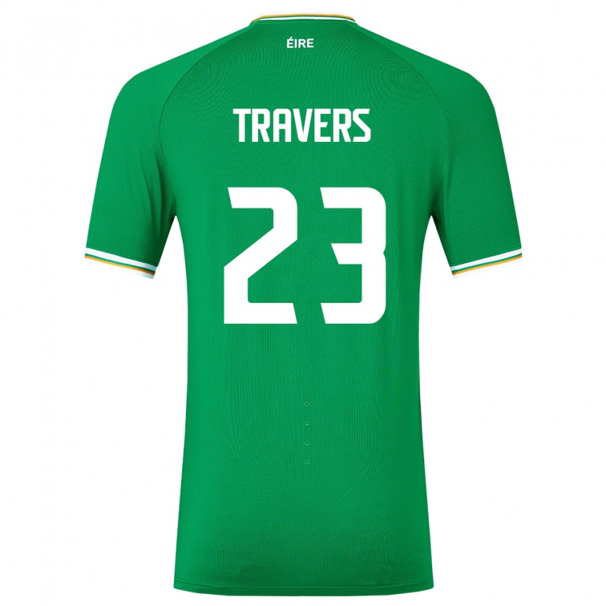 Barn Irland Mark Travers #23 Grønn Hjemmetrøye Drakt Trøye 24-26 Skjorter T-Skjorte