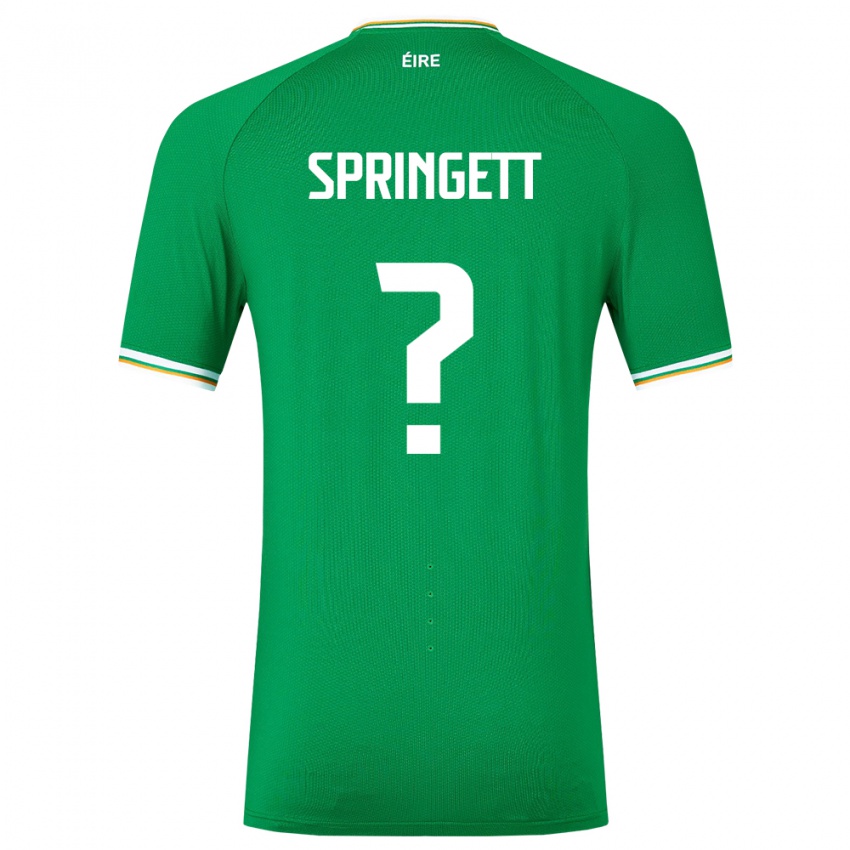 Barn Irland Tony Springett #0 Grønn Hjemmetrøye Drakt Trøye 24-26 Skjorter T-Skjorte