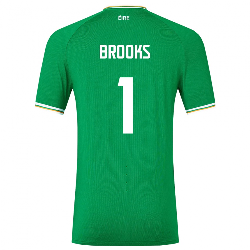 Barn Irland Tiernan Brooks #1 Grønn Hjemmetrøye Drakt Trøye 24-26 Skjorter T-Skjorte