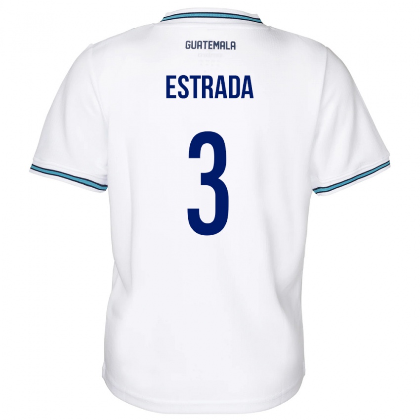 Barn Guatemala Carlos Estrada #3 Hvit Hjemmetrøye Drakt Trøye 24-26 Skjorter T-Skjorte