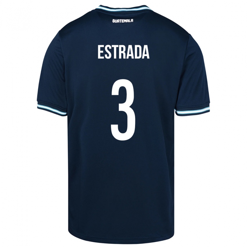 Barn Guatemala Carlos Estrada #3 Blå Bortetrøye Drakt Trøye 24-26 Skjorter T-Skjorte