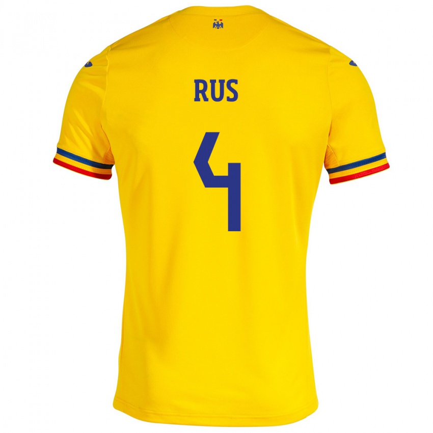 Dame Romania Adrian Rus #4 Gul Hjemmetrøye Drakt Trøye 24-26 Skjorter T-Skjorte
