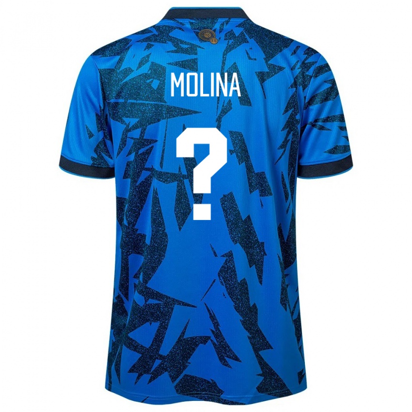 Dame El Salvador William Molina #0 Blå Hjemmetrøye Drakt Trøye 24-26 Skjorter T-Skjorte