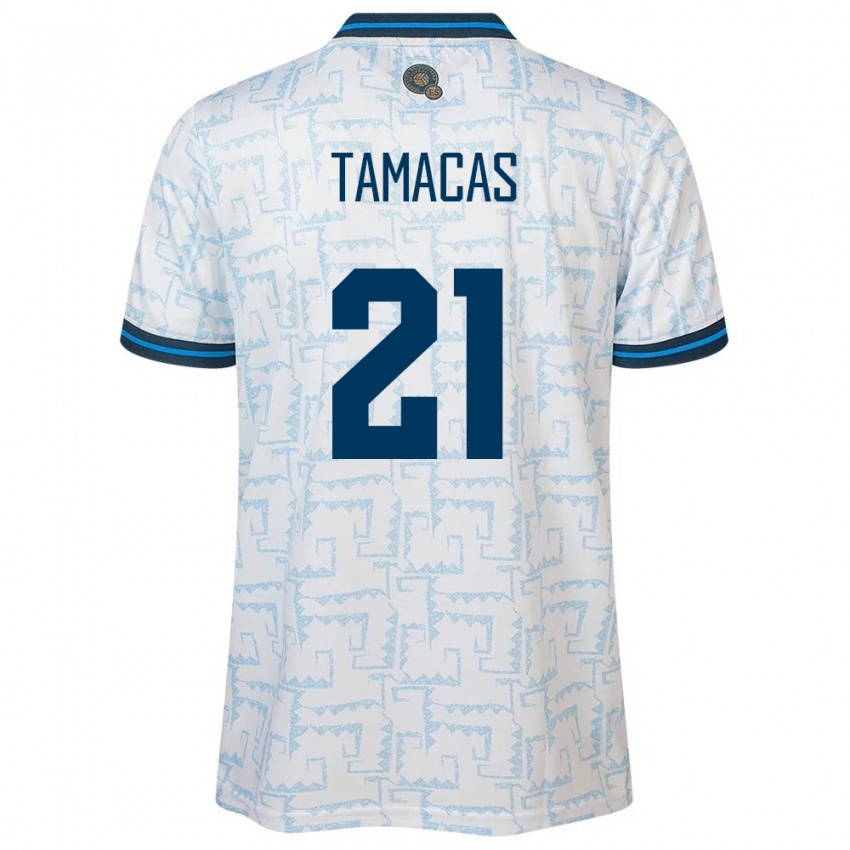 Dame El Salvador Bryan Tamacas #21 Hvit Bortetrøye Drakt Trøye 24-26 Skjorter T-Skjorte
