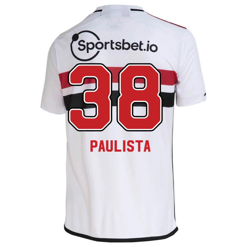 Barn Caio Paulista #38 Hvit Hjemmetrøye Drakt Trøye 2023/24 Skjorter T-Skjorte