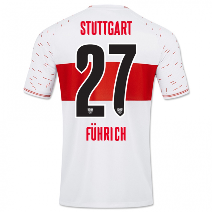 Barn Chris Führich #27 Hvit Hjemmetrøye Drakt Trøye 2023/24 Skjorter T-Skjorte